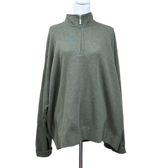 Orvis green quarter zip sweater, XXL, cabincore, grandpacore, heavy, thick, cozy - Picture 1 of 4